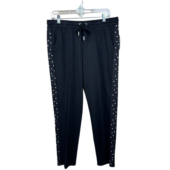 Allison Daley Black & White Mini Dot Pull On Elastic Waist Pants Size Medium - Picture 2 of 9